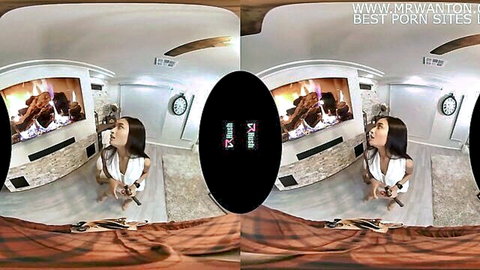 Avery Black Asian cutie in steamy VR fuck with maintenance man