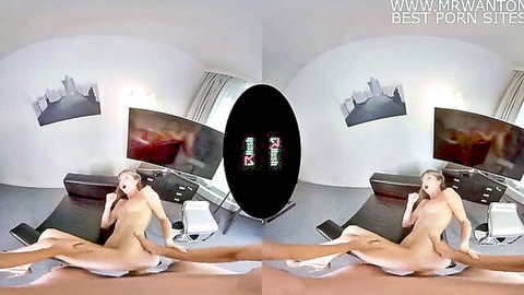 Gina Gerson hot blonde nude in VR, spreading legs seductively
