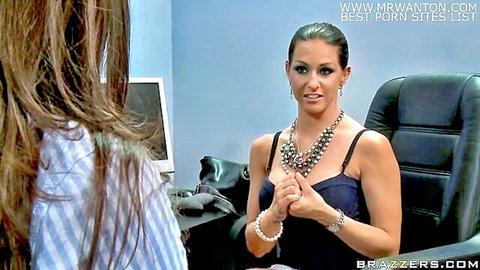 Alexis Breeze as sexy secretary in black stockings office tease