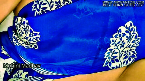 Mohini Madhav in blue saree, teasing cleavage and thigh as seductive stepmom