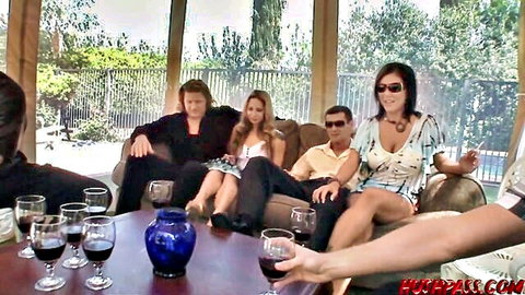 Lindsey and Nikki in nubile orgy, fed cocks and banging at Hush Pass
