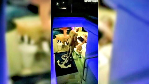 Nude couple intense doggy style sex on yacht, big cock penetration
