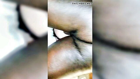 Blurry closeup of thick black cock stretching pale white asshole in intense anal penetration