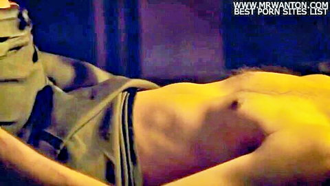 Hairy muscular Desi man lying shirtless exposing toned body