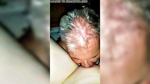 Mrs Benn99 mature woman with older man burying face in her big breasts