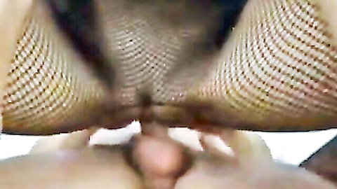 Close-up Russian woman in fishnets enjoying vaginal penetration sex