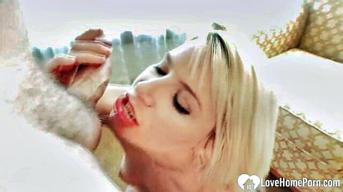 Tamra Toryn hot blonde stepmom giving intense blowjob closeup