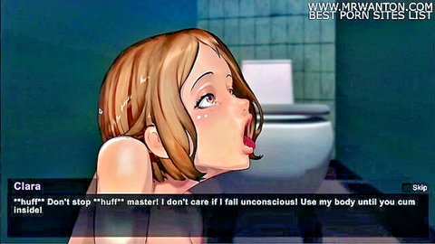 Clara the MILF janitor in intense bathroom oral sex scene from Taffy Tales