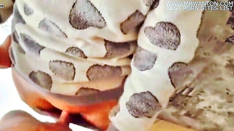 Petite woman's tight asshole fingered intensely with white heart pajamas pulled down