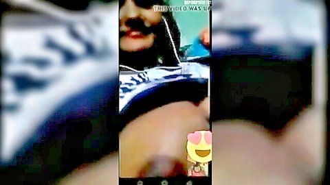 Desi woman flashing breasts on video call, amateur topless tease