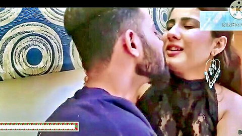 Desi college lovers intimate kiss in homemade video, black lace top