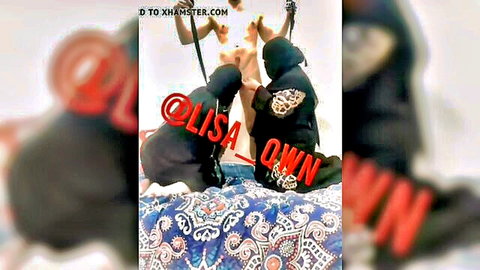 King Mese7ey with 2 veiled women in niqab BDSM threesome