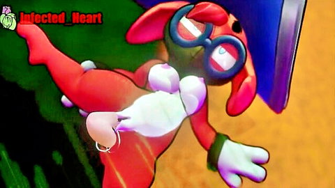 Red furry Moji from Paladins exposed tits in explicit fuck loop animation