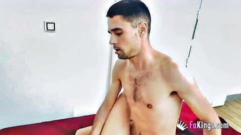 Shirtless athletic man poses in Fakings Academy sex lesson scene