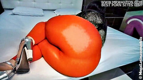 Megalatina92 BBW big ass in tight red leggings and silver heels