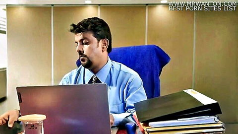 Indian man in office attire at desk, Neighbour Aunty Sucharita teaser