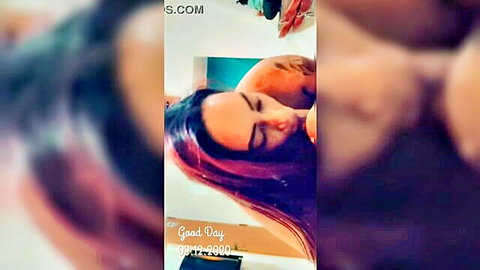 Tattooed brunette Latina giving intense blowjob close-up