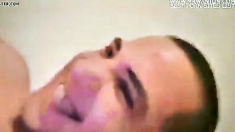 Close-up of aroused Caucasian man's face in ecstasy, amateur BG porn thumbnail
