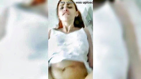 De'Bella redhead in white top lifted exposing belly POV style