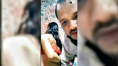Indian hotwife in red bra teases couple in intimate video call show