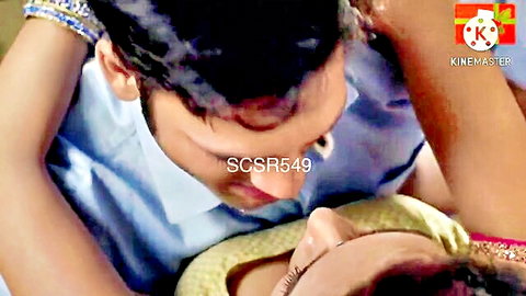 Intimate embrace of sexy Desi woman in saree with handsome man, passionate couple close-up