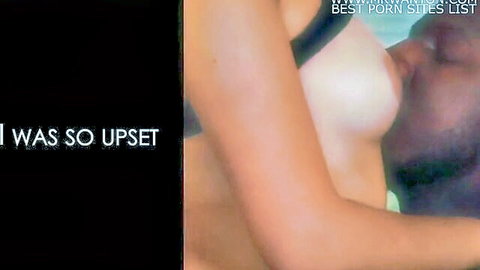 Busty wife in black lingerie embraces black man passionately, BBC interracial scene