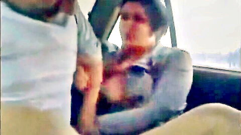Busty Arab woman gets her huge tits squeezed by man in car seat