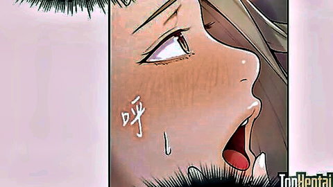 Hentai babe's ahegao face with wide eyes, open mouth, tongue out, and drool in ecstasy.