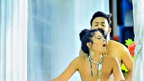 Desi Indian woman with dark hair enjoying intense rear entry sex from behind