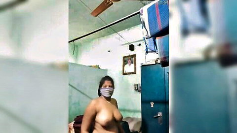 Ramani nude in mask exposing boobs and pussy, Indian amateur solo
