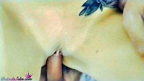 Close-up of passionate vaginal penetration with creampie in steamy encounter