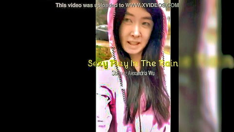 Alexandria Wu sexy play in the rain, Asian teen public reveal