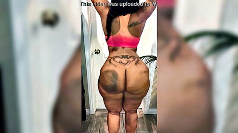 Twerking big booty ebony black MILF in pink top