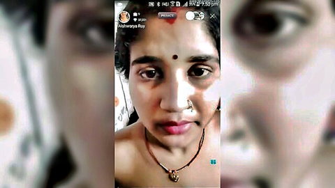 Indian webcam babe Aishwarya Roy topless selfie exposing bare shoulders and cleavage