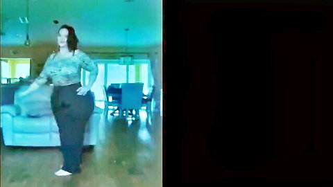 Curvy brunette queen of hips and ass posing confidently in off-shoulder top