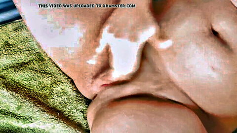 Closeup of spread hairy Latina pussy with creamy white discharge dripping out