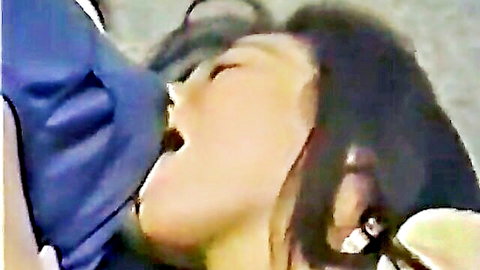 Asian woman giving blowjob in elevator, intense oral JAV scene