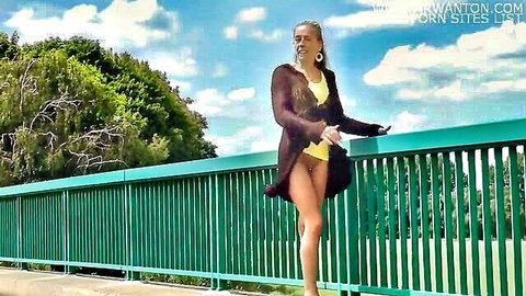 Iris Nakedangel flashing pussy on outdoor bridge solo