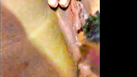 Close-up of wet pussy fingered intensely, explicit insertion view