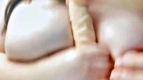 BBW with huge pale natural tits squeezing thick cock between them in rough titty fuck