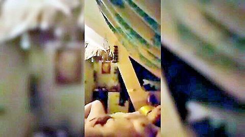 Blurry amateur MILF fingers her wet pussy during intense solo orgasm