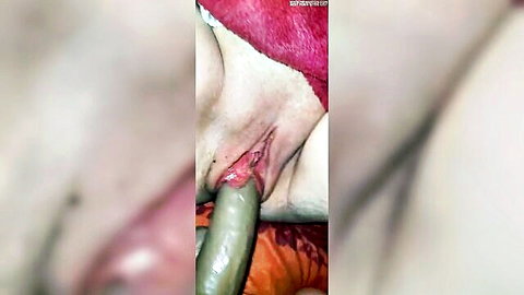 Blurry close-up of vaginal penetration in cuckold punishment scene