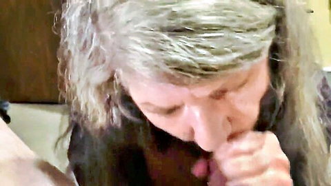Mature grandma sucking cock while riding dildo in explicit scene