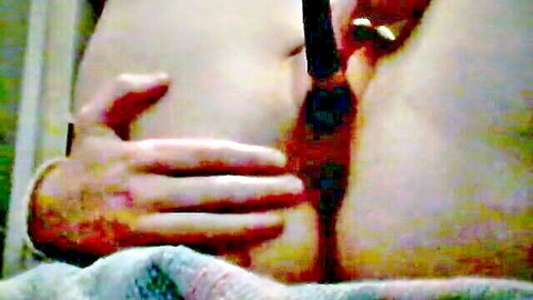 Solo babe fucks tight wet pussy with thick black dildo toy insertion