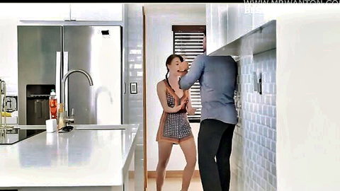 Athena Rayne as hot step-sister kissed intimately in short dress