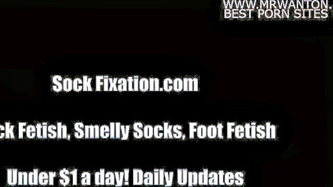 Sweaty gym socks foot fetish tease, smell my worn socks