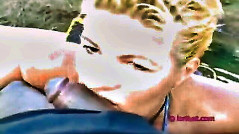 Blonde MILF Lori Lust sucking BBC in outdoor bikini scene