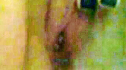 Blurry closeup of brunette amateur's tight hairy pussy spread open for fingering