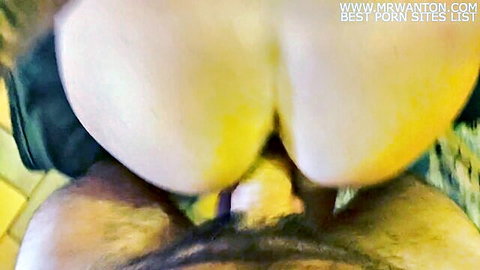 POV closeup of huge pale ass cheeks spread wide exposing pink pussy and tight asshole