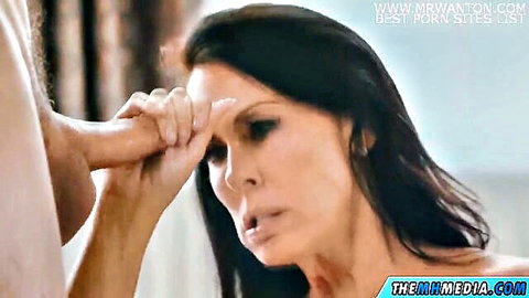 Mature brunette MILF in intense face-gripping oral encounter